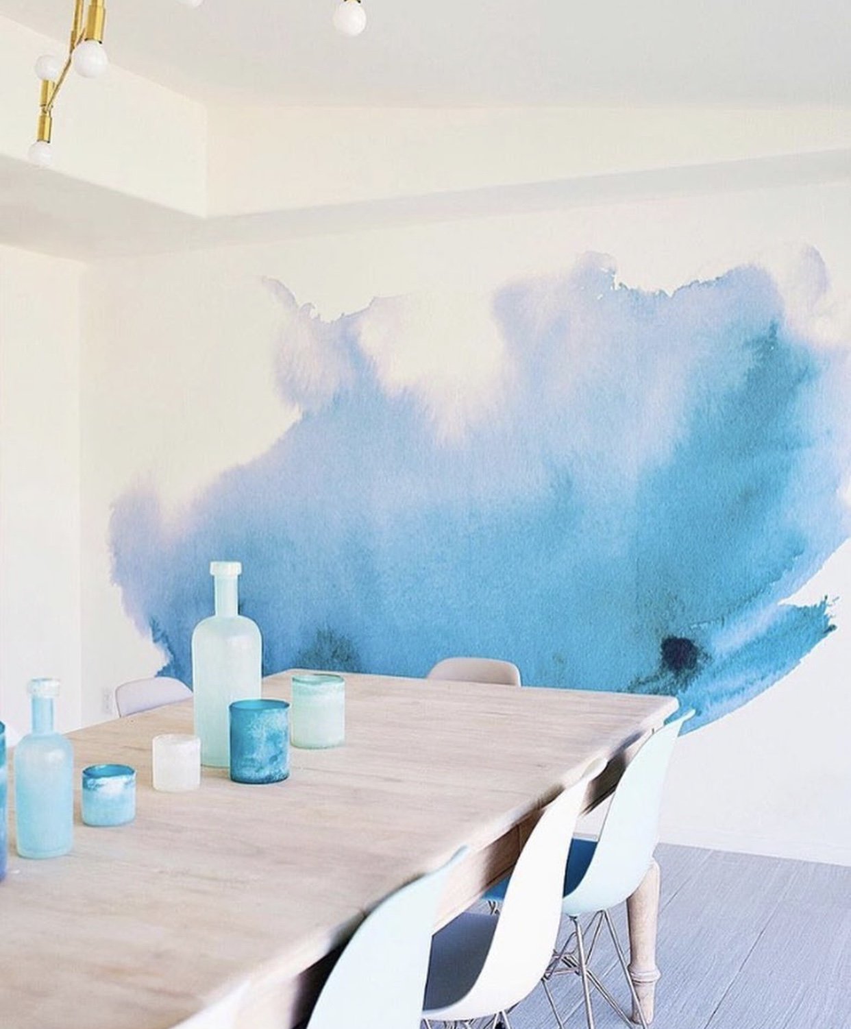 水彩画の壁紙,青い,壁,ルーム,ターコイズ,インテリア・デザイン