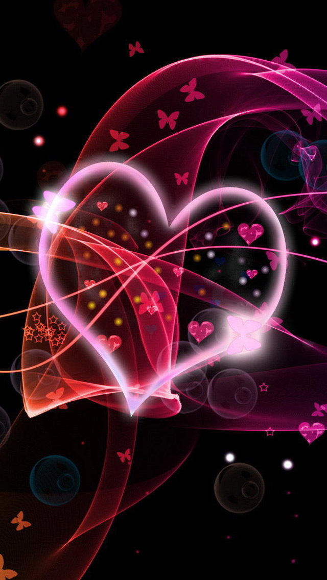5s wallpaper,neon,disegno grafico,viola,cuore,rosa