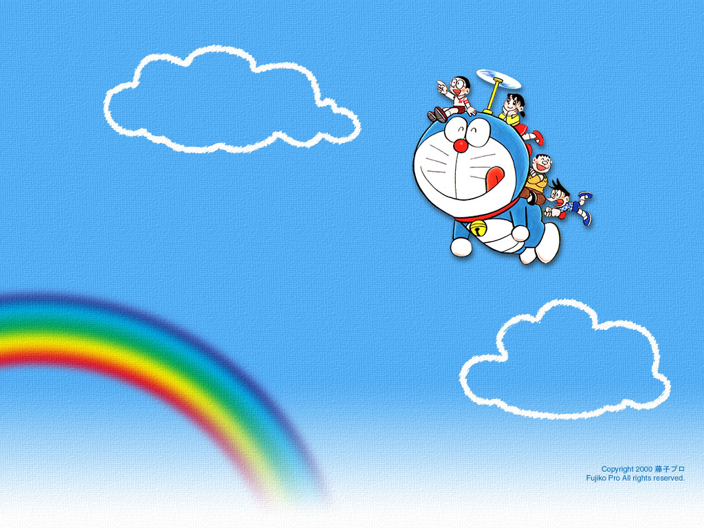 fondo de pantalla kelinci bergerak,nube,dibujos animados,cielo,arco iris,ilustración