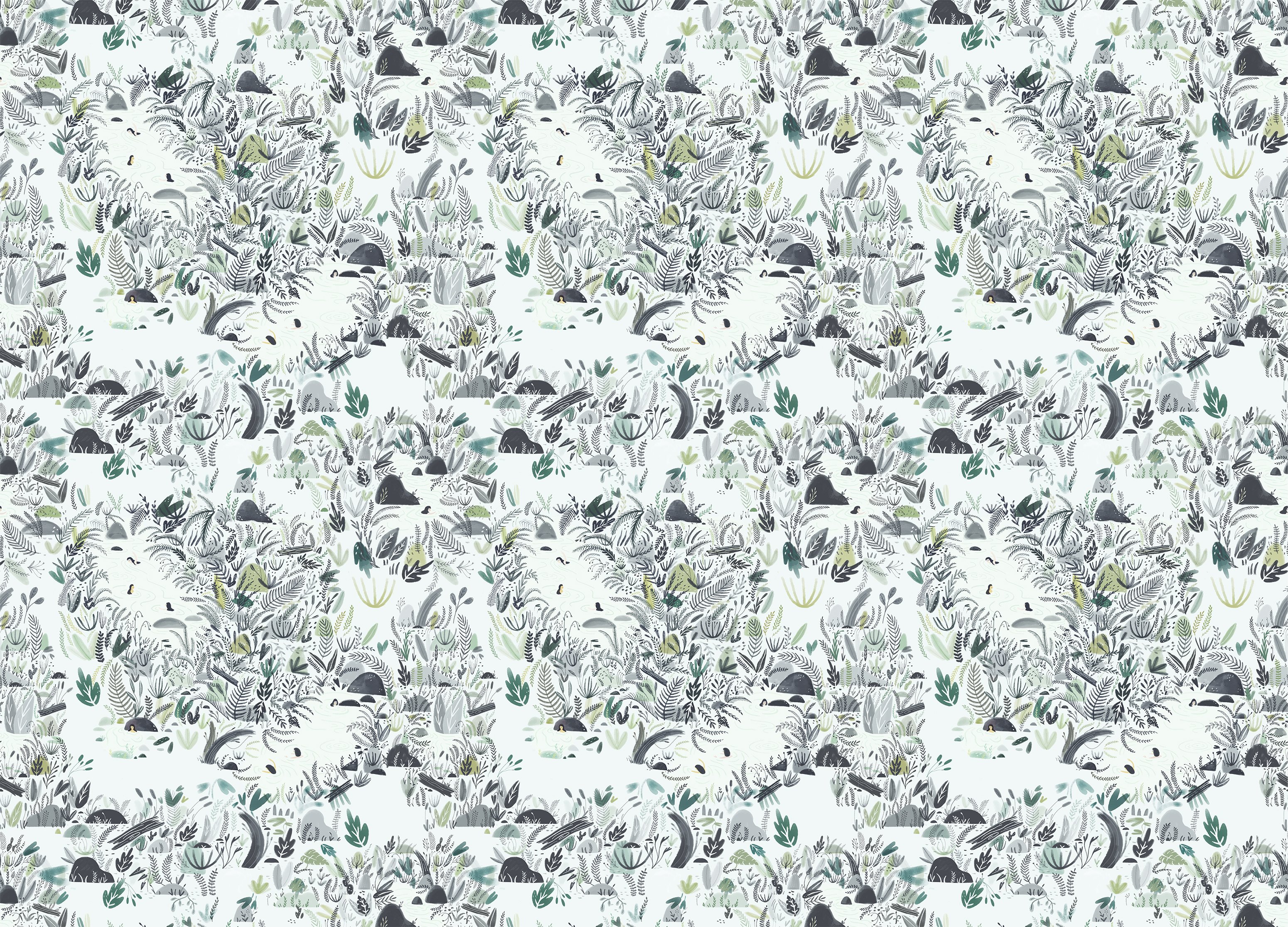 人魚の壁紙,白い,パターン,緑,設計,草