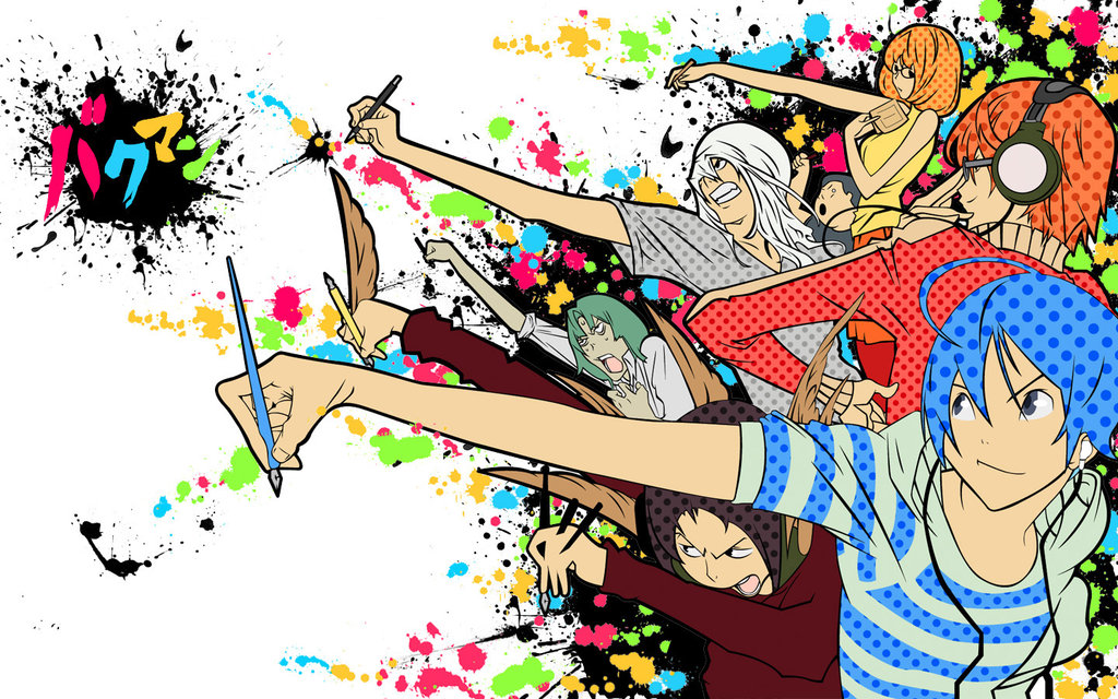 carta da parati bakuman,cartone animato,illustrazione,disegno grafico,arte,contento
