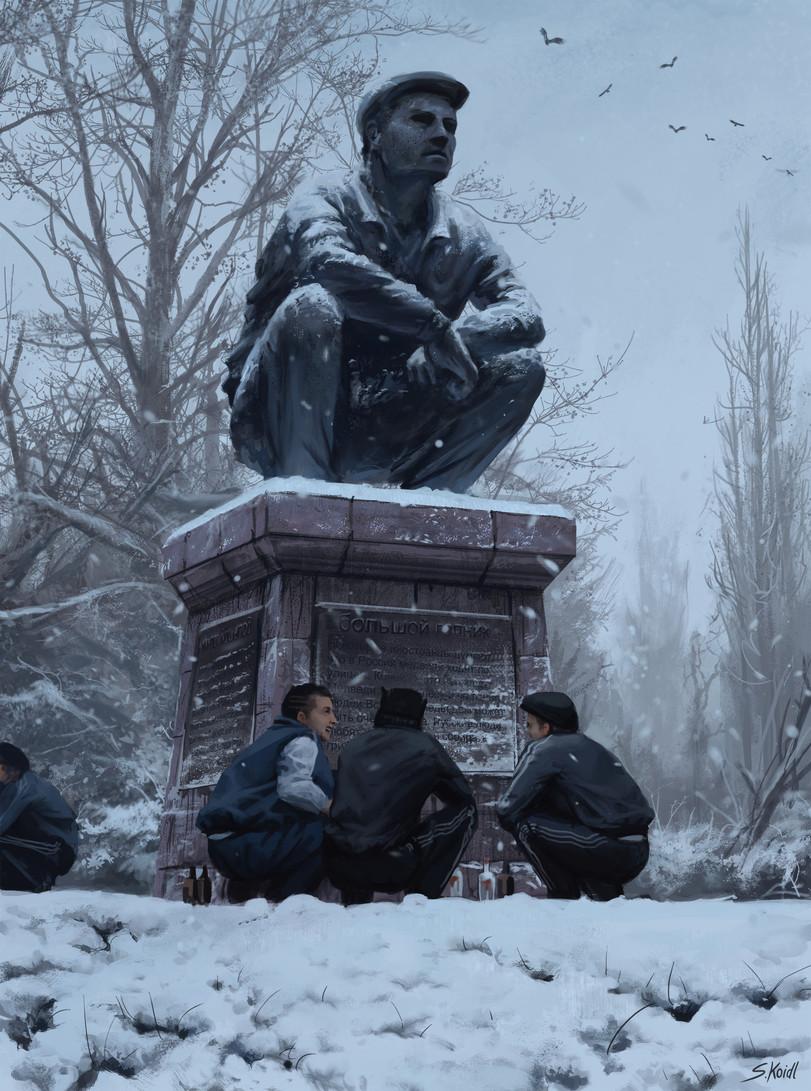 fondo de pantalla eslavo,nieve,invierno,soldado,congelación,estatua