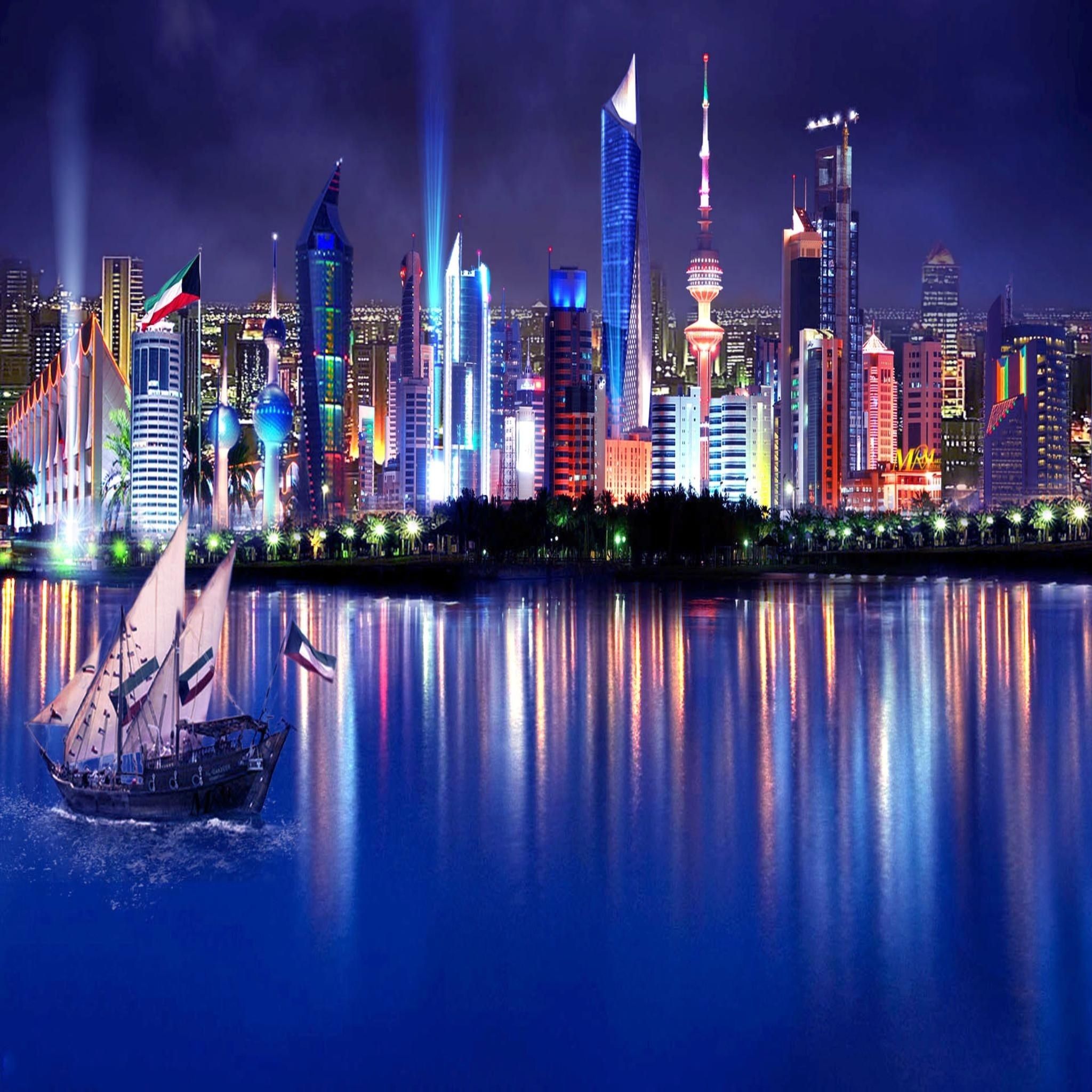쿠웨이트 벽지,도시 풍경,수도권,시티,지평선,반사
