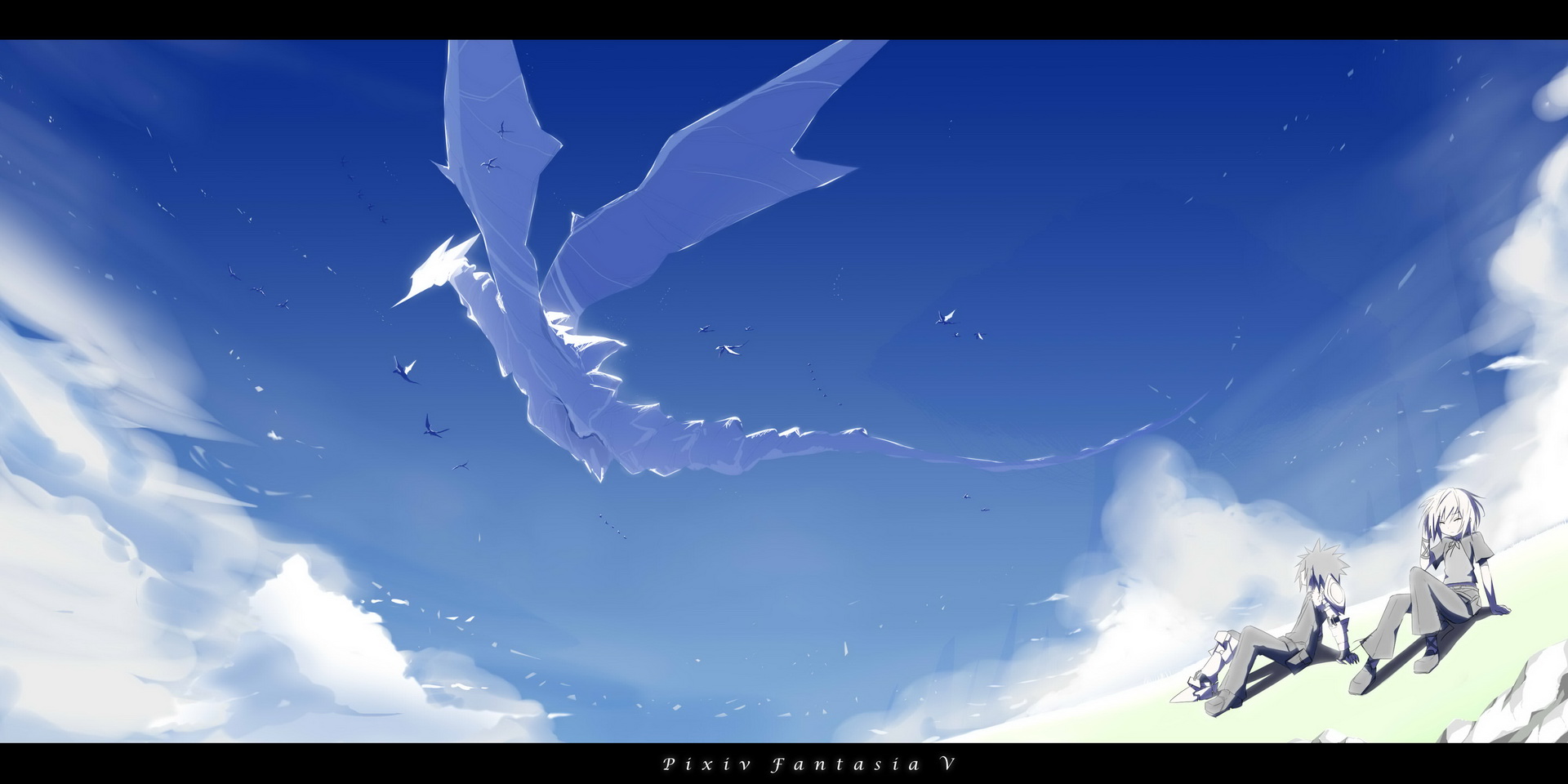 fondo de pantalla pixiv,cielo,atmósfera,nube,anime,cg artwork