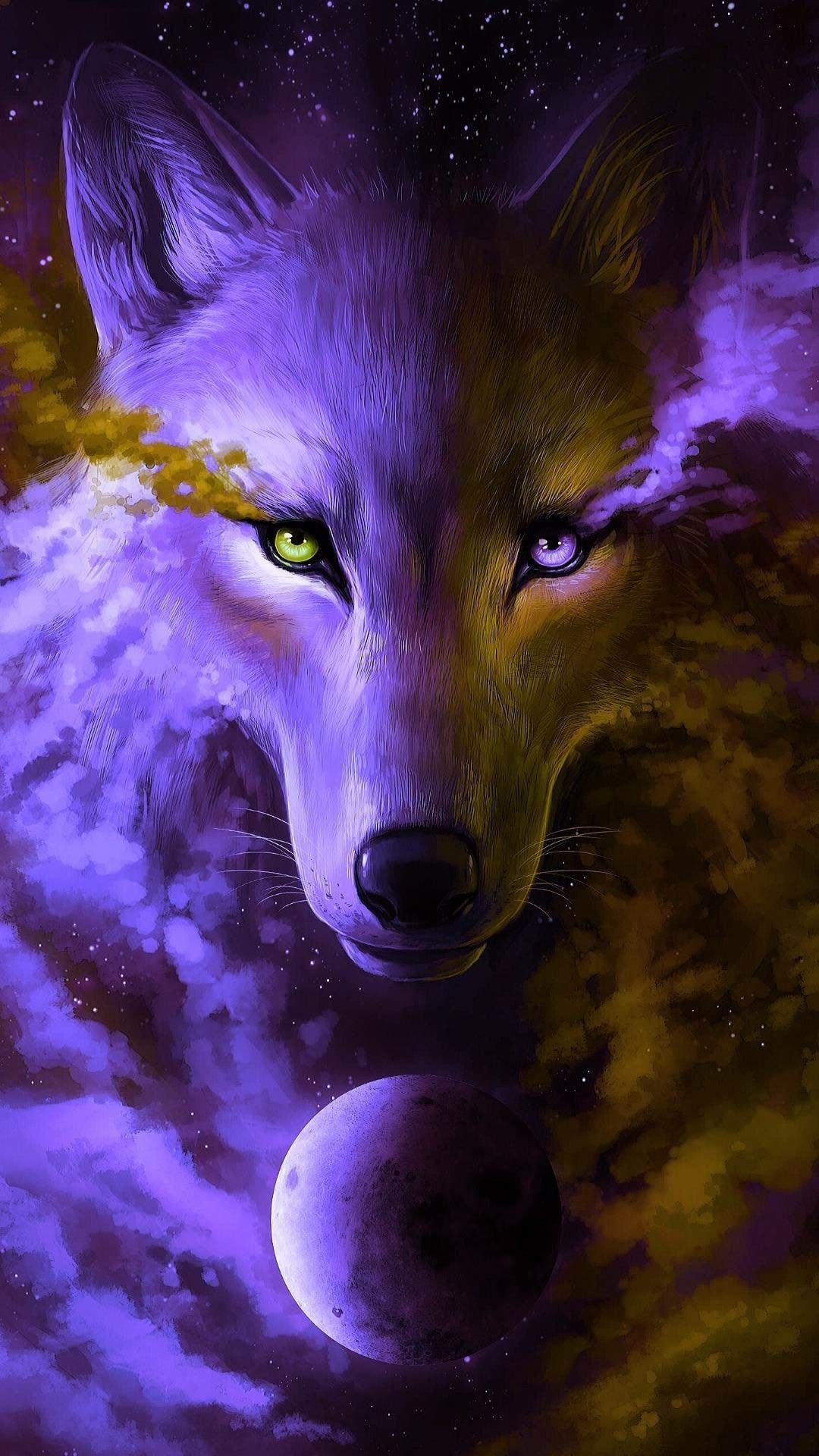 epische wallpaper für android,wolf,lila,roter wolf,tierwelt,animation