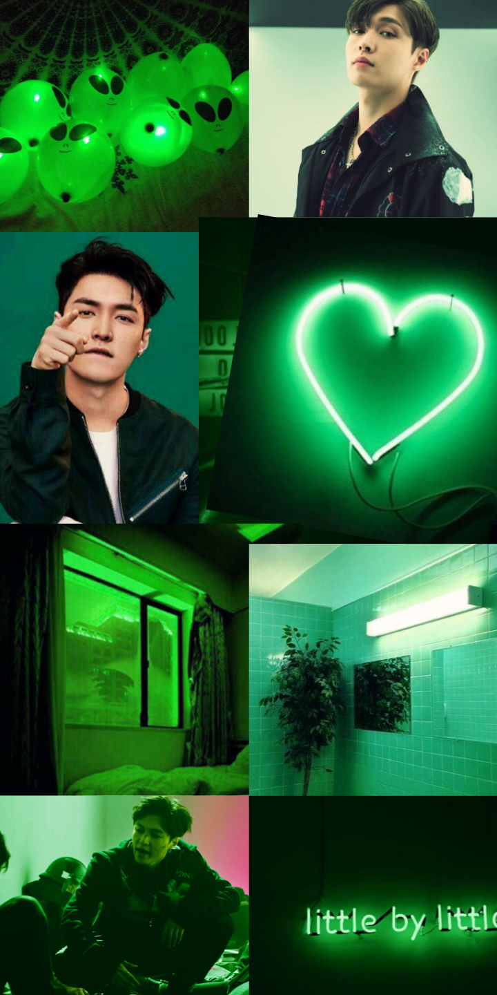 Exo Wallpaper Green Fictional Character Graphic Design Art Collage Wallpaperuse