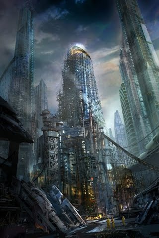 dystopie tapete,action adventure spiel,metropolregion,stadt,stadtbild,wolkenkratzer