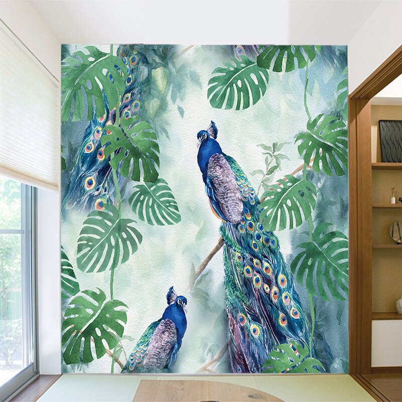 papier peint oiseau moderne,paon,oiseau,bleu,plume,aqua