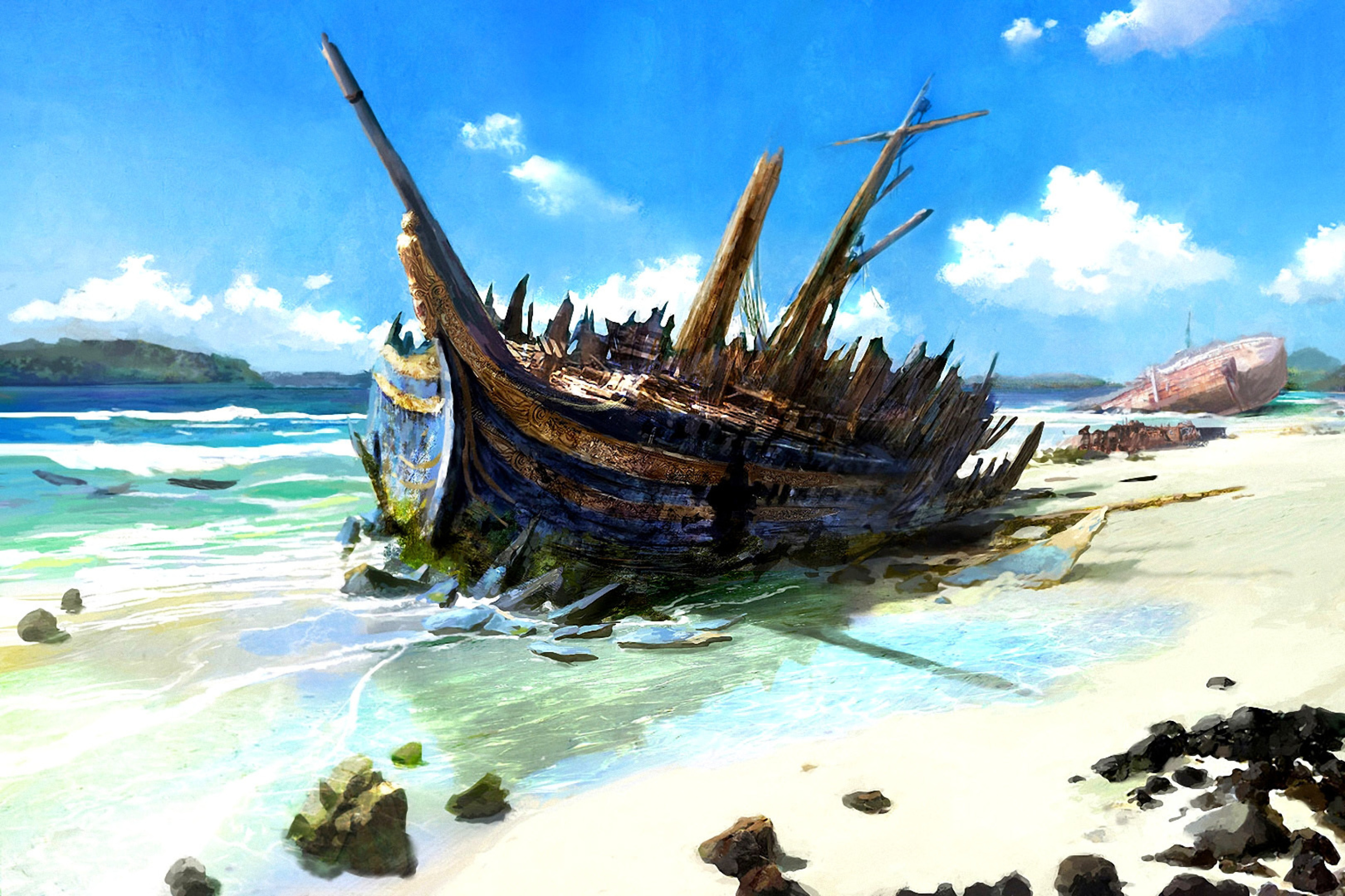 fondo de pantalla de naufragio,naturaleza,naufragio,caribe,pintura de acuarela,vehículo