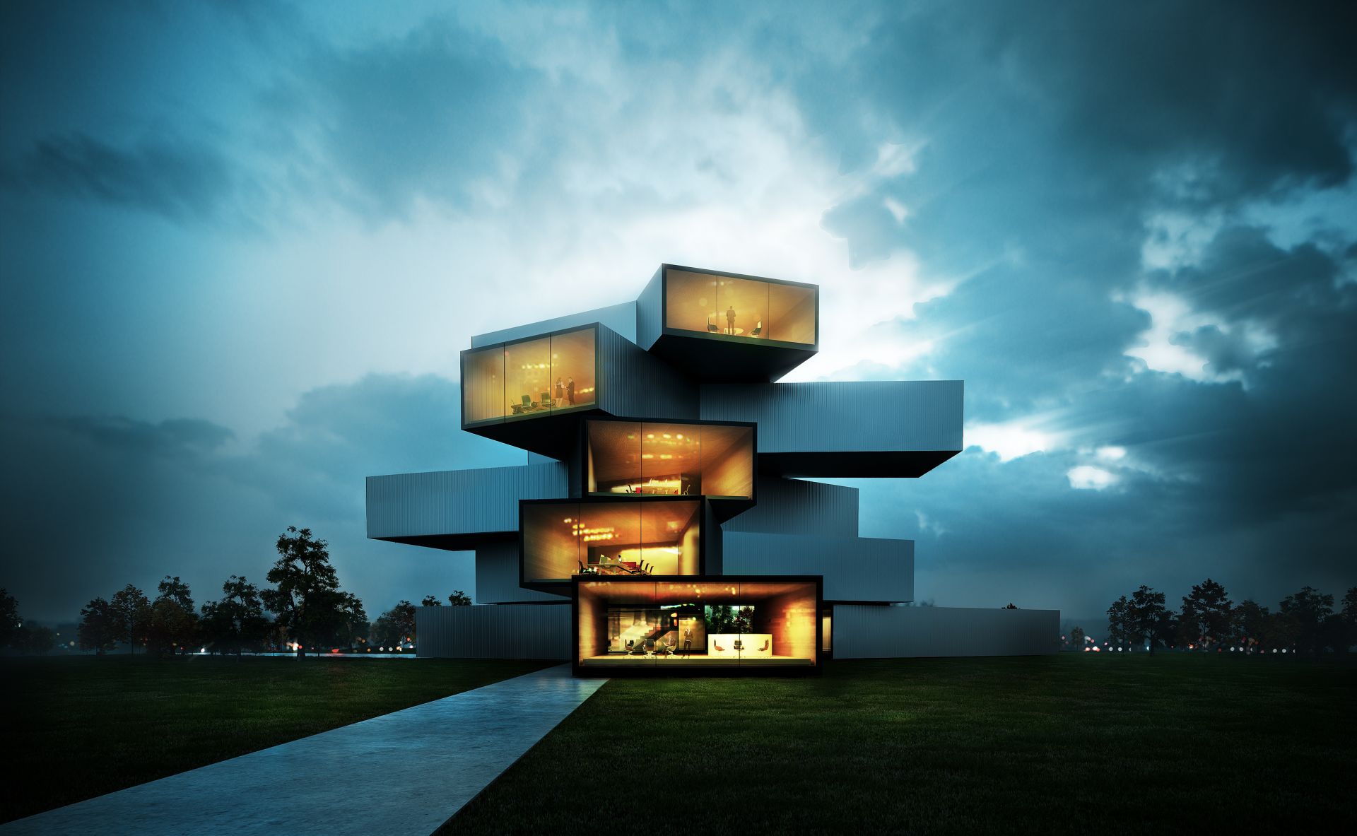 Modern Home Wallpaper sky architecture cloud house design 377197 