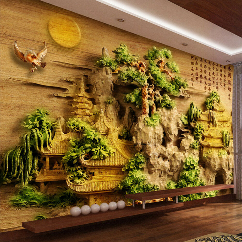 papier peint en relief 3d,plante d'appartement,mur,design d'intérieur,plante,bois