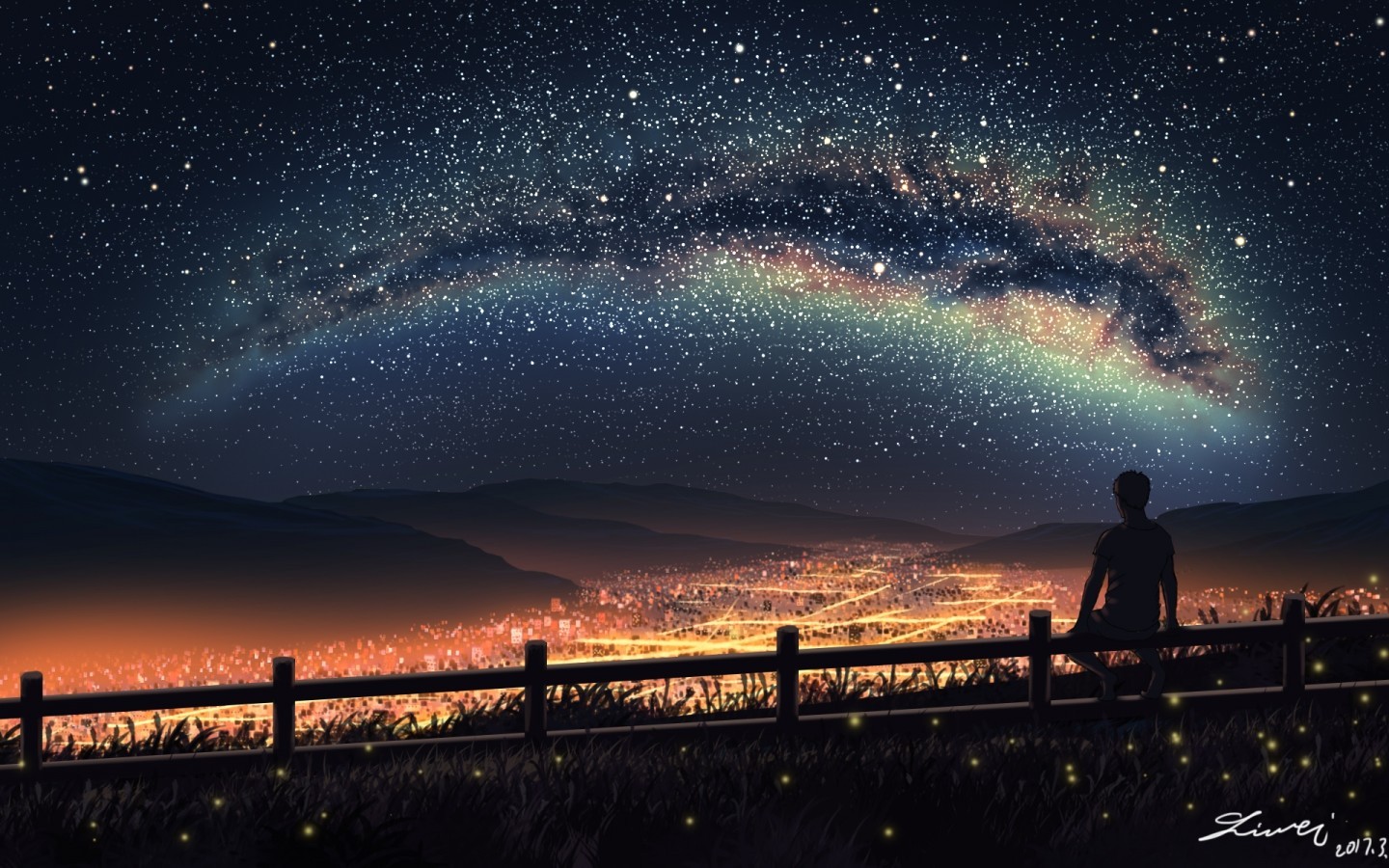 anime wallpaper 1440x900,sky,horizon,night,galaxy,atmosphere (#465291 ...