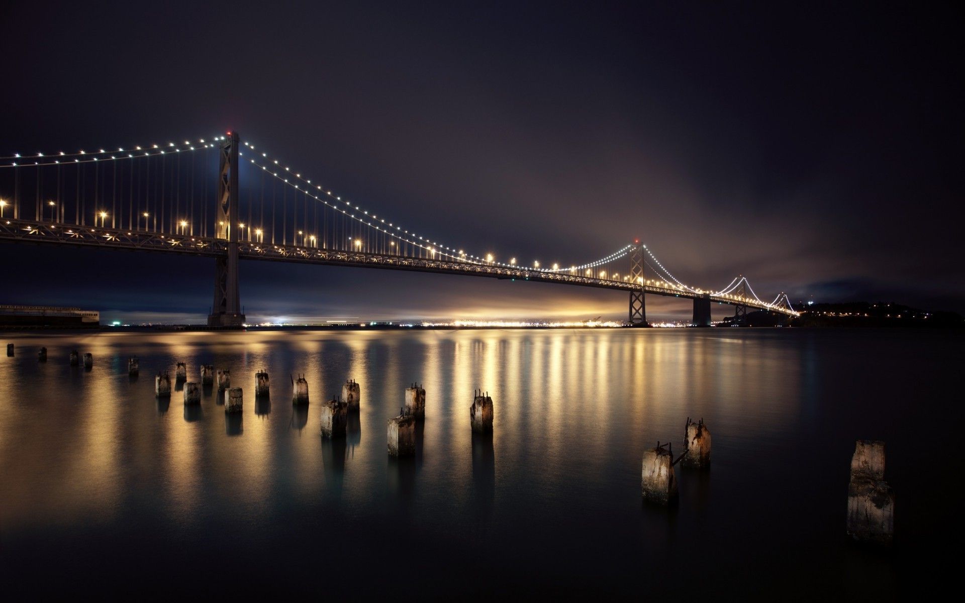 san fondo de pantalla,puente,puente suspendido en cables,cielo,agua,noche