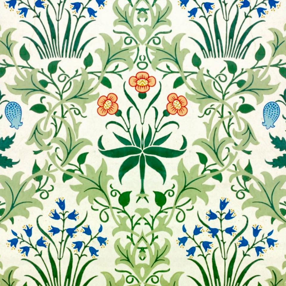 ウィリアム・モリス壁紙,パターン,緑,花柄,設計,工場
