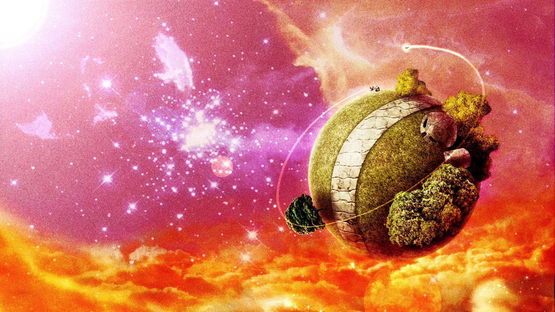 papier peint dragon ball,cosmos,espace,monde,planète,illustration