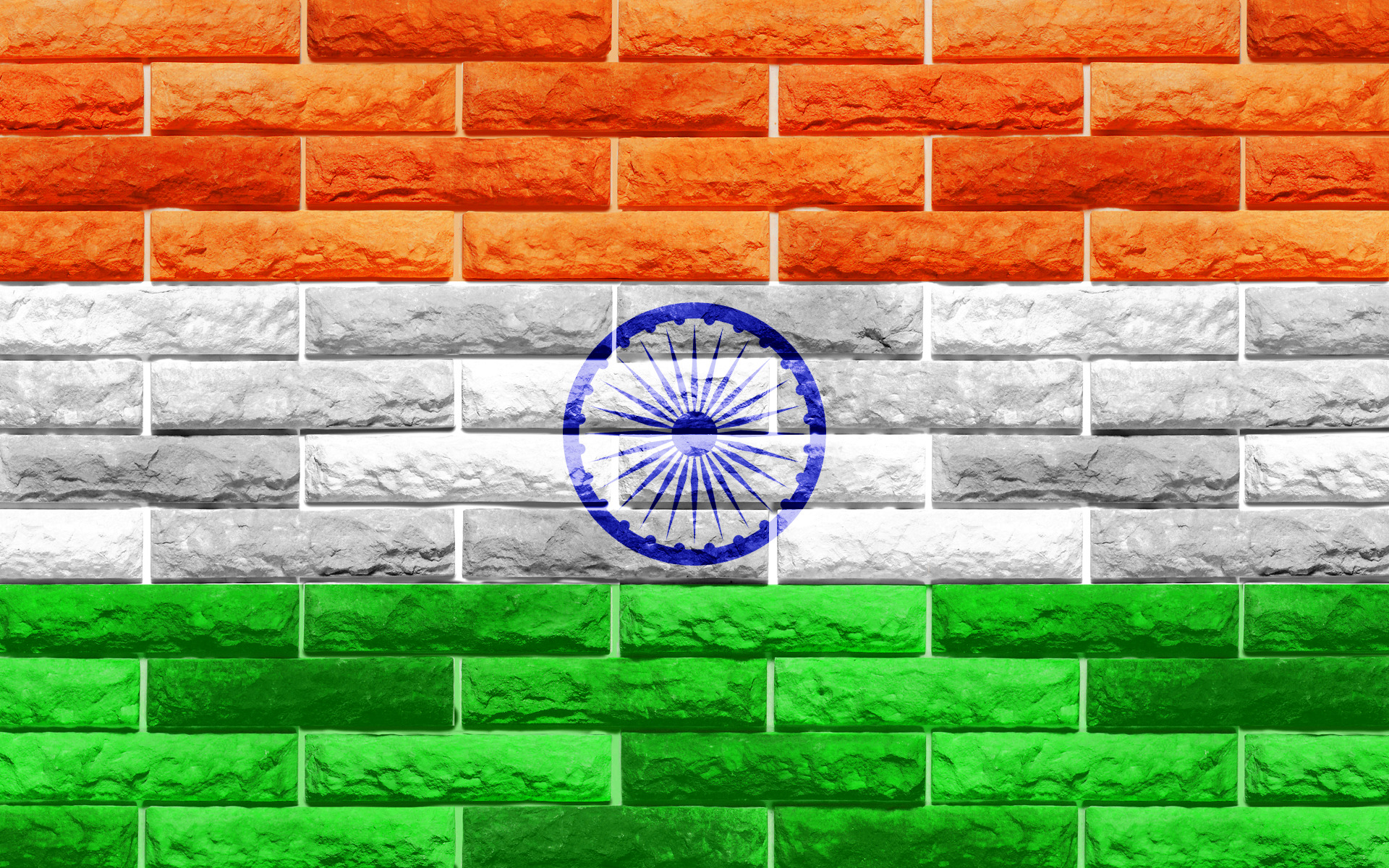 インドの壁紙写真,国旗,れんが,れんが,壁,石垣