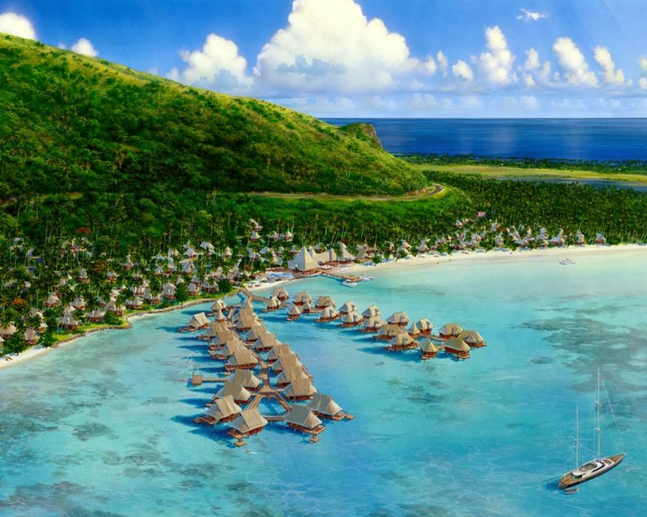 fond d'écran tahiti,paysage naturel,plan d'eau,la nature,l'eau,caraïbes