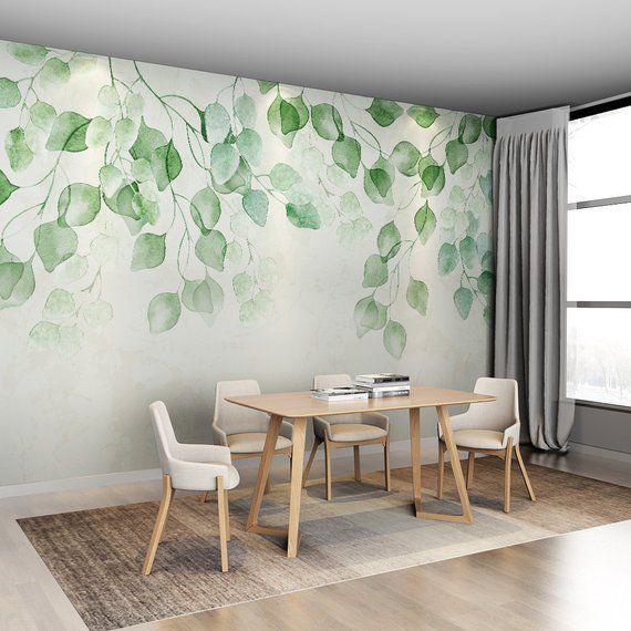 壁の葉の壁紙,緑,壁,ルーム,壁紙,インテリア・デザイン