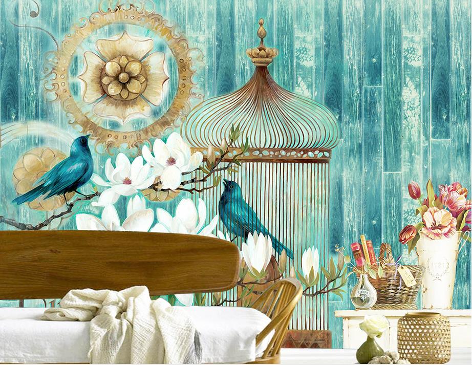 vogeltapete für wände vintage,türkis,aqua,blau,produkt,hintergrund