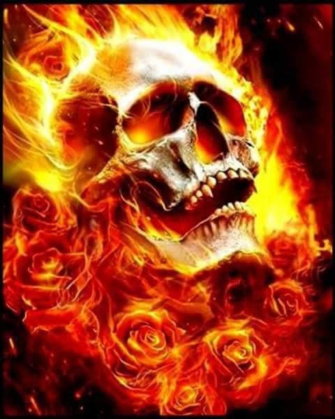 fond d'écran de crâne brûlant,crâne,os,illustration,flamme,démon