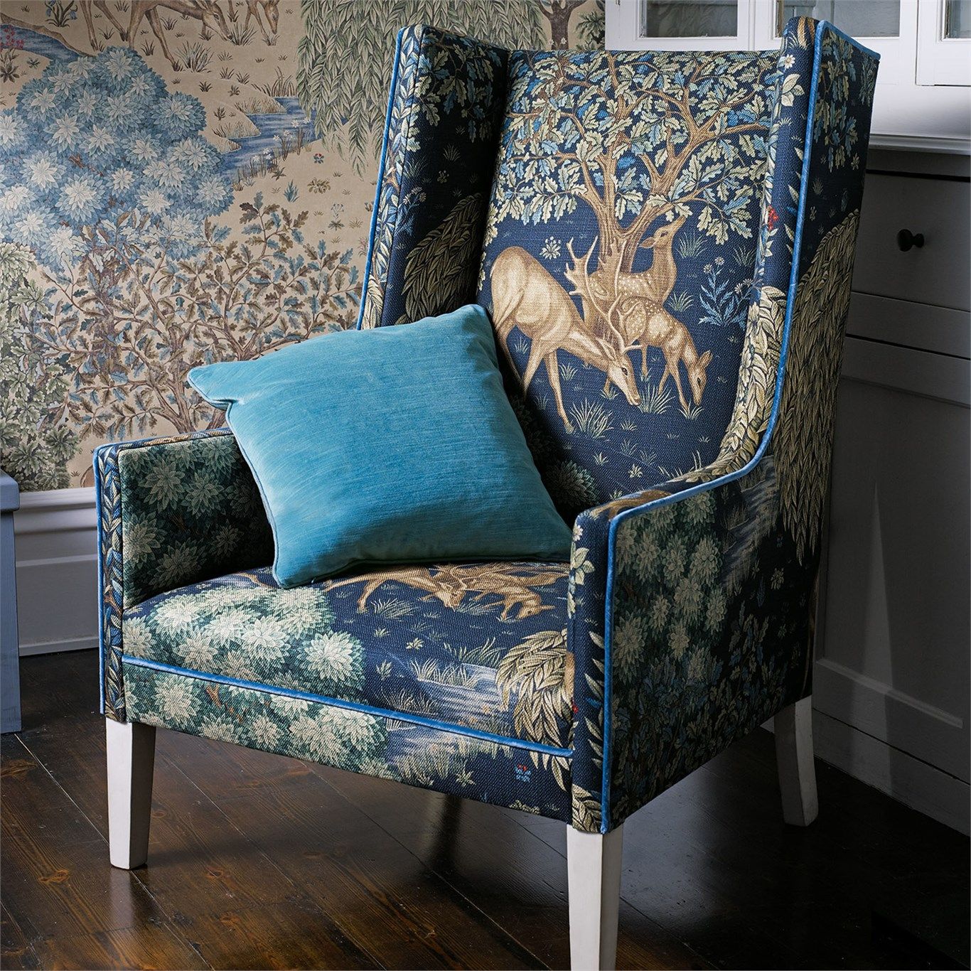 패브릭 벽지 영국,가구,푸른,의자,방,아쿠아