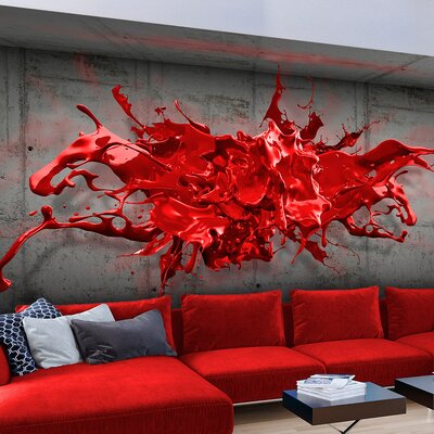 잉크 오점 벽지,빨간,현대 미술,벽,벽화,방