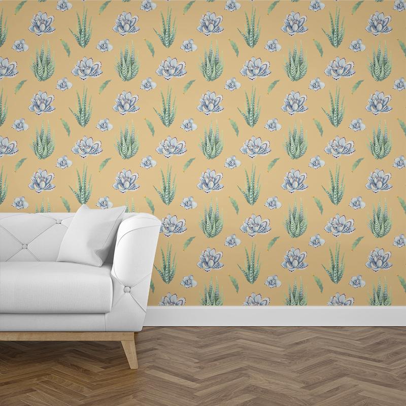 papel pintado de cactus para paredes,fondo de pantalla,amarillo,pegatina de pared,agua,pared