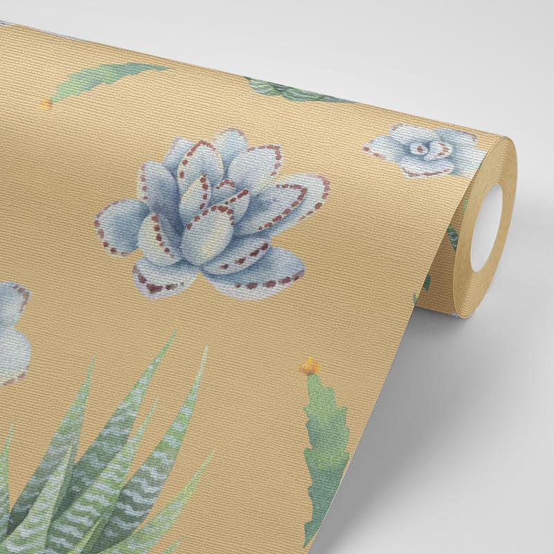 papel pintado de cactus para paredes,papel,flor,planta,textil,beige