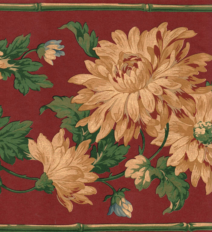 borde de papel tapiz de oro,flor,diseño floral,planta,crisantemos,textil