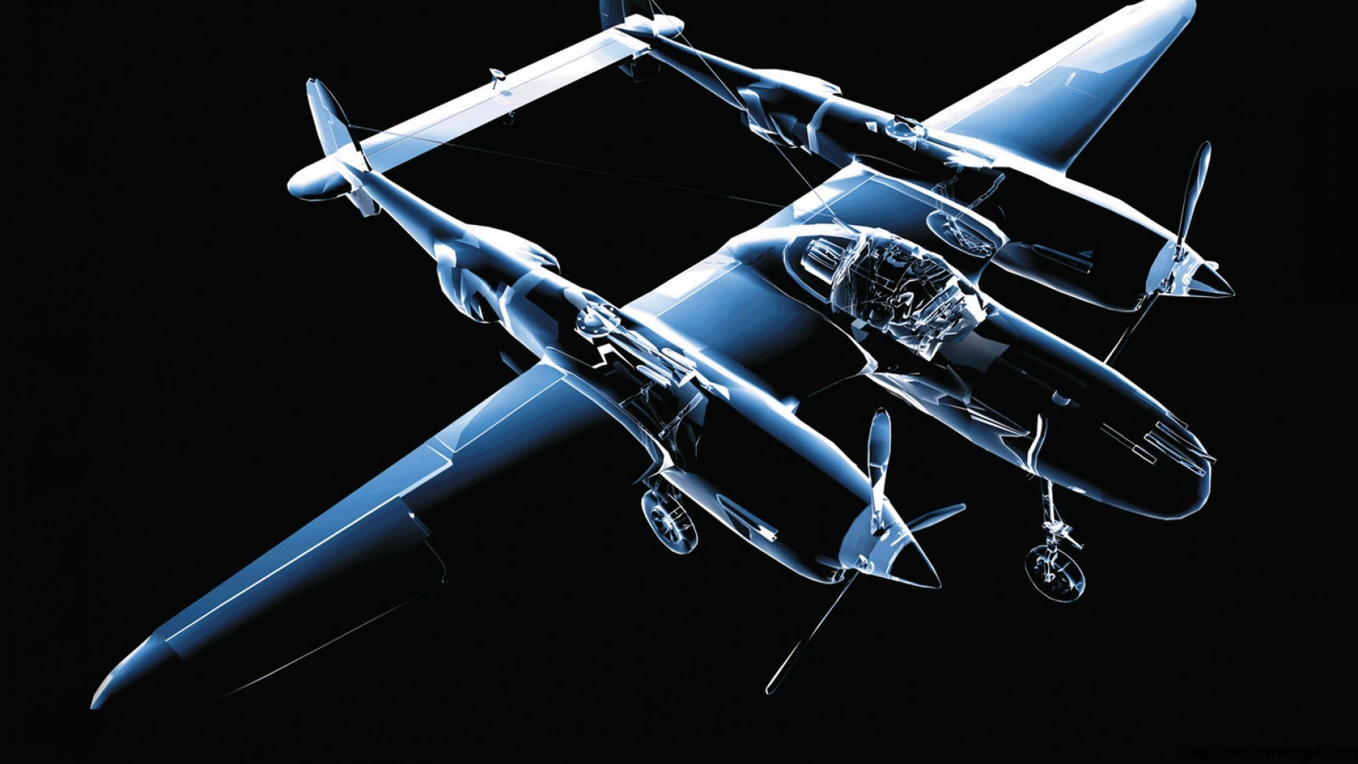 飛行機の壁紙3d,ロッキードp 38ライトニング,航空機,車両,飛行機,軍用機