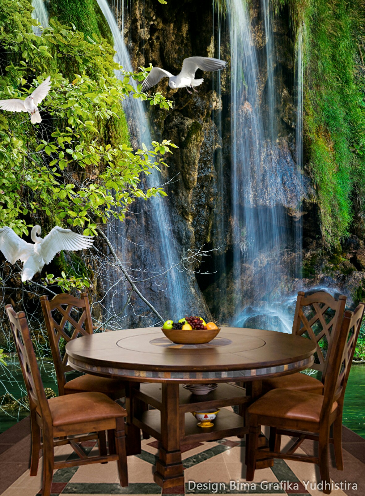 una parola carta da parati 3d,natura,paesaggio naturale,tavolo,cascata,mobilia