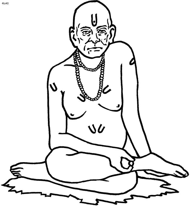 shree swami samarth fondo de pantalla,blanco,arte lineal,sentado,meditación,mano
