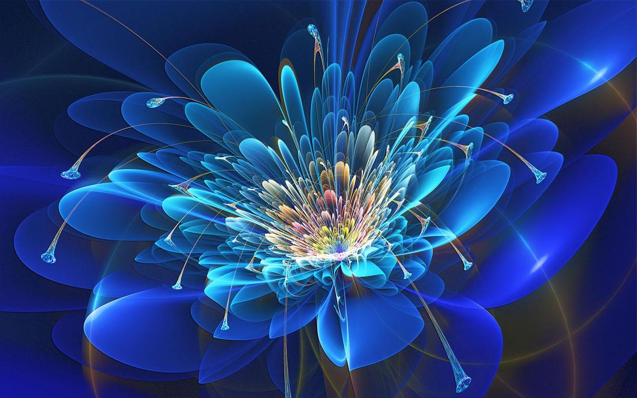 fond d'écran fleur rougeoyante,bleu,art fractal,éclairage,fleur,bleu électrique