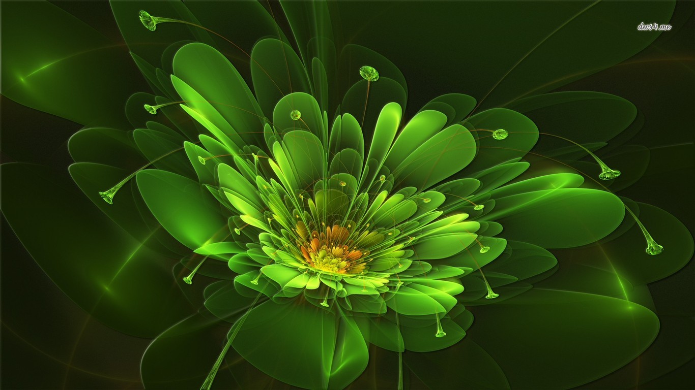 papel tapiz de flores brillantes,verde,flor,planta,arte fractal,amarillo