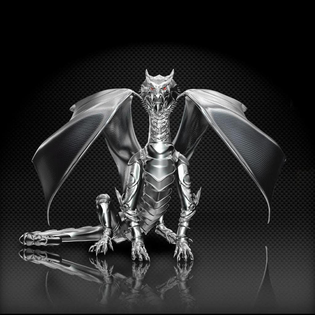 carta da parati 3d in argento,drago,modellazione 3d,personaggio fittizio,creatura mitica,illustrazione