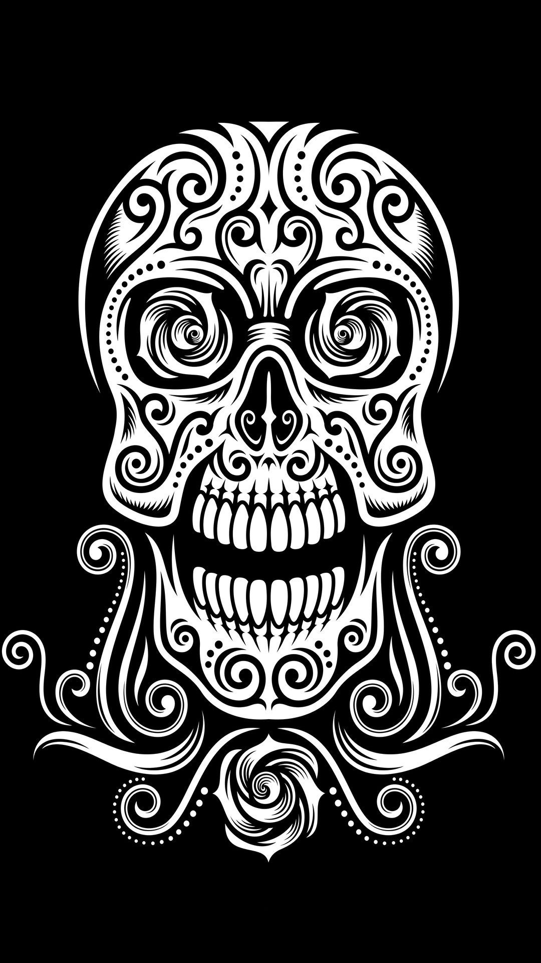 fond d'écran de crâne tribal,tête,illustration,conception,noir et blanc,os