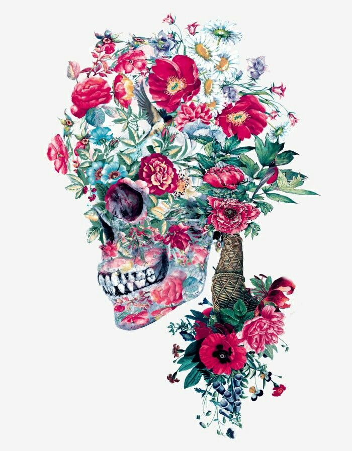 두개골과 꽃 벽지,꽃,꽃다발,꽃을 자르다,장미,분홍