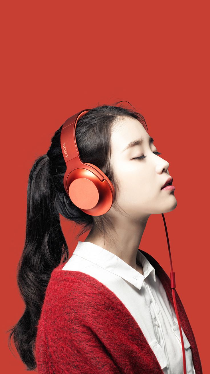여자 핸드폰 벽지,헤드폰,머리,귀,빨간,오디오 장비