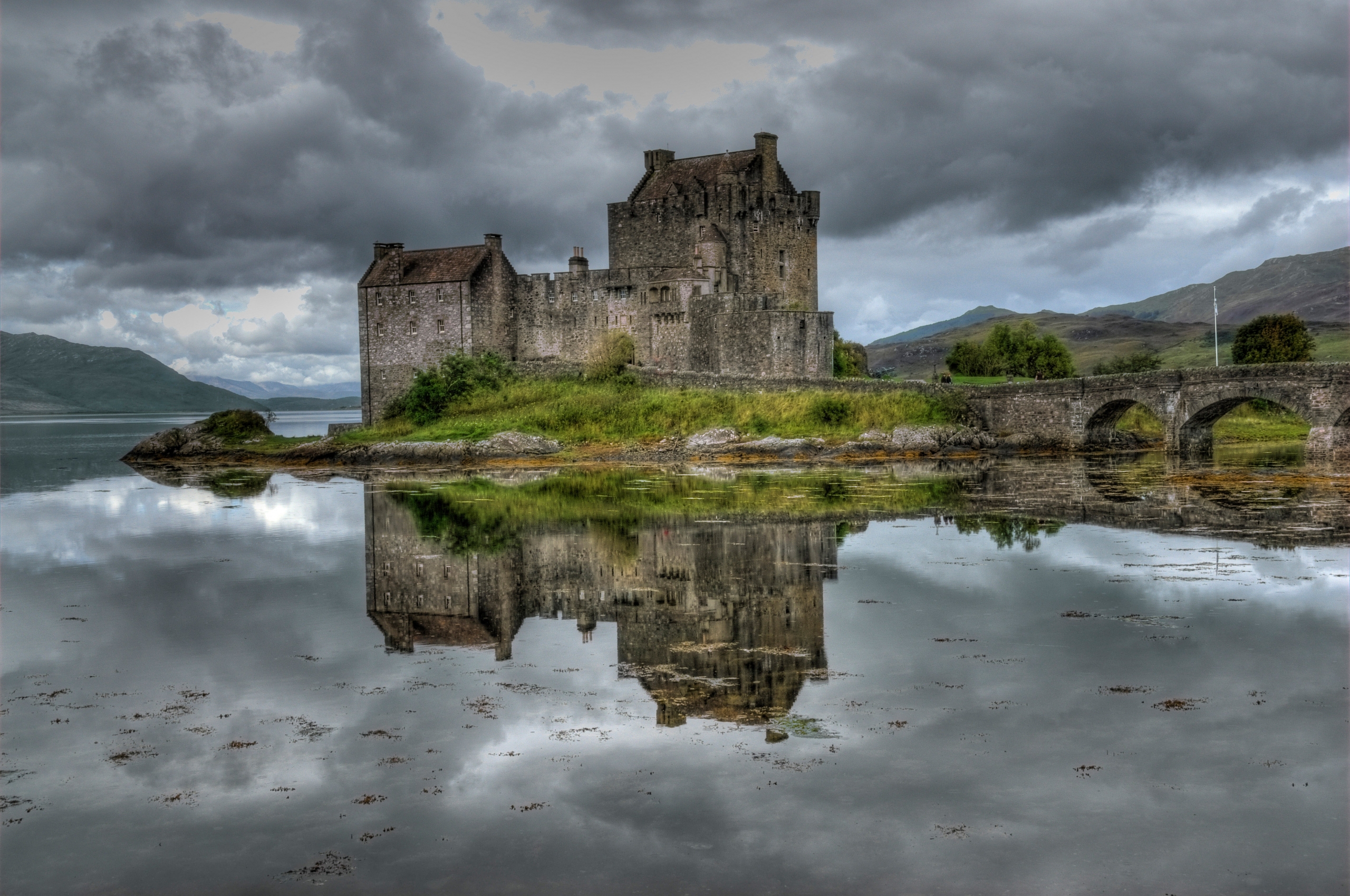 papel pintado temático escocés,castillo,reflexión,naturaleza,lago,paisaje natural
