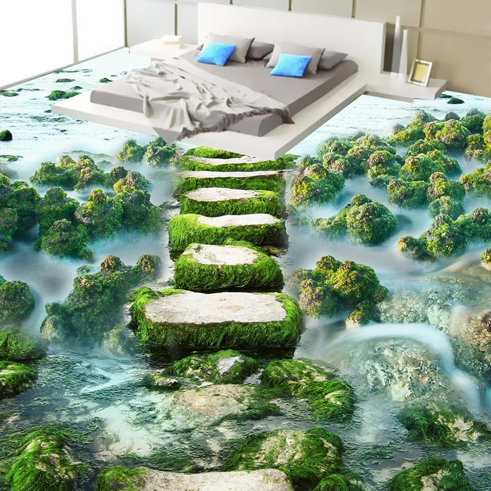papel tapiz de vinilo 3d,paisaje natural,recursos hídricos,césped,corriente de agua,alga verde