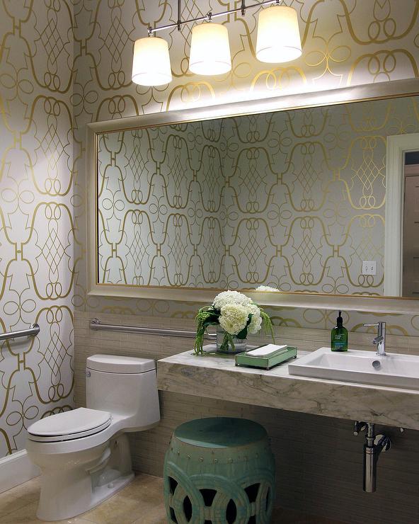 papel tapiz de baño de oro,baño,habitación,loseta,diseño de interiores,pared
