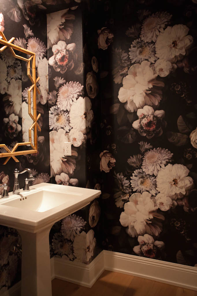 Dark Floral Wallpaper Bathroom Becki Owens - Black Floral Wallpaper