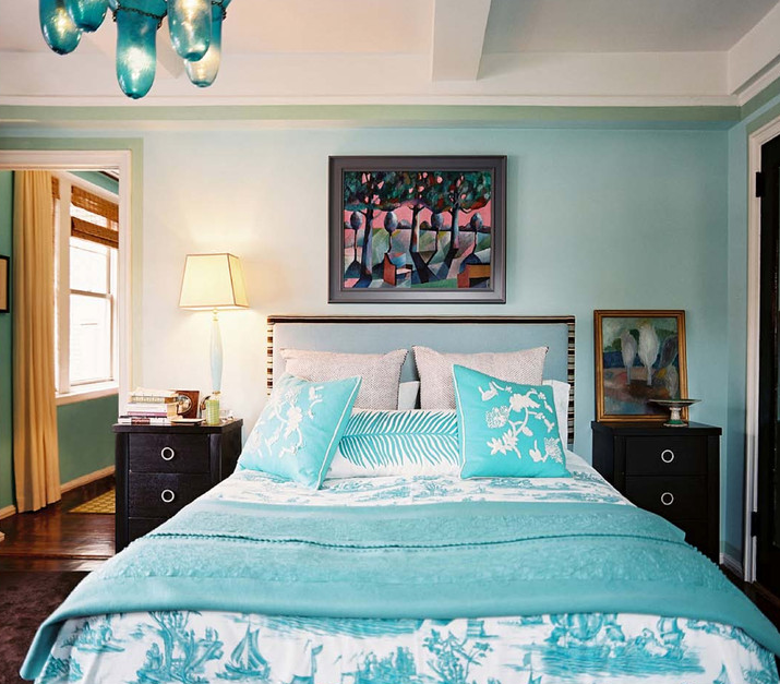 papier peint turquoise pour chambre,chambre,lit,meubles,drap de lit,chambre