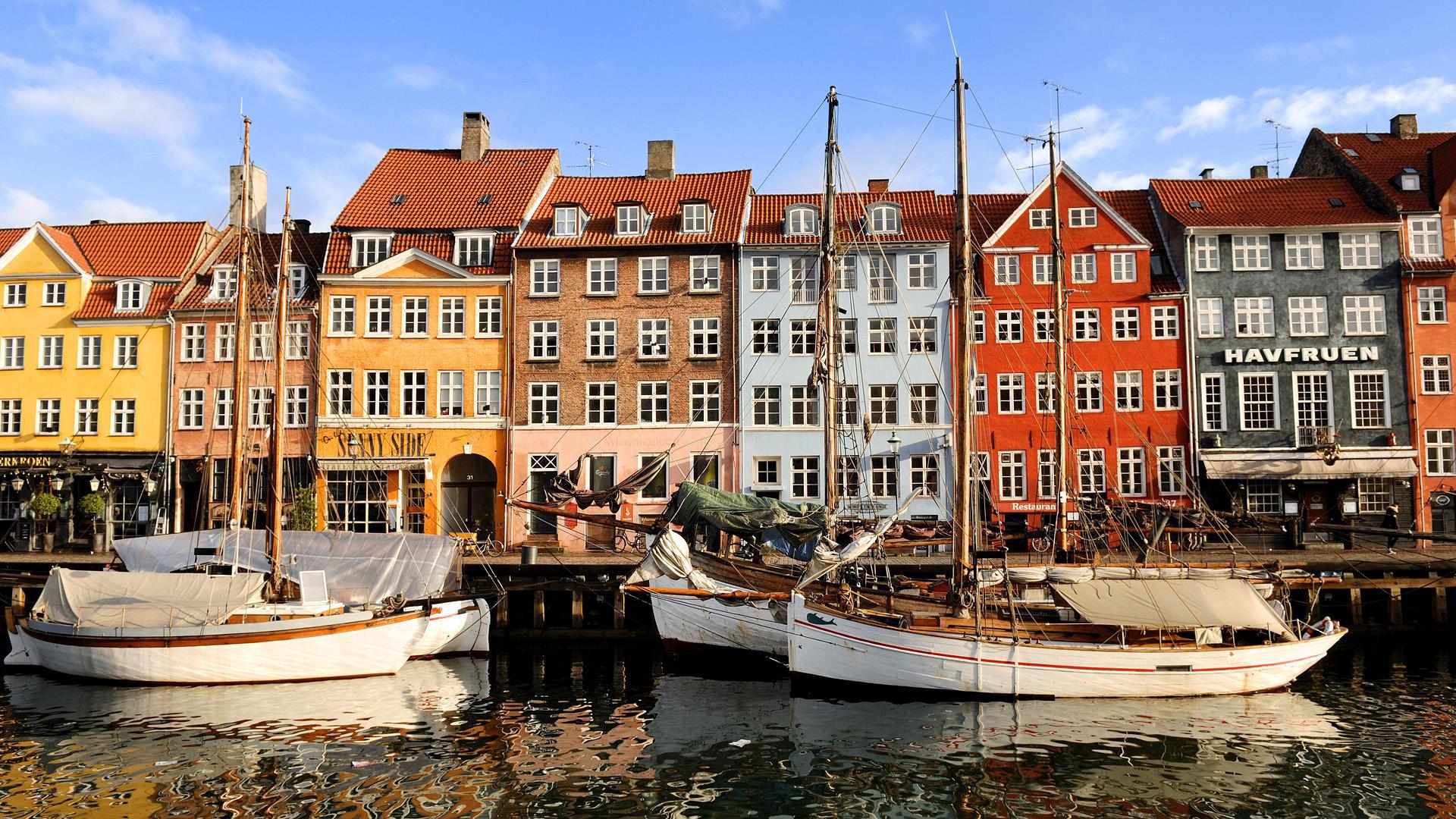デンマークの壁紙,水運,町,水路,ボート,車両
