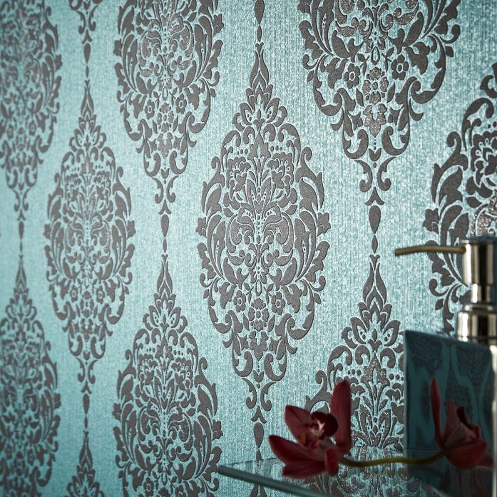 청록색 배경 영국,벽지,물오리,무늬,인테리어 디자인,터키 옥