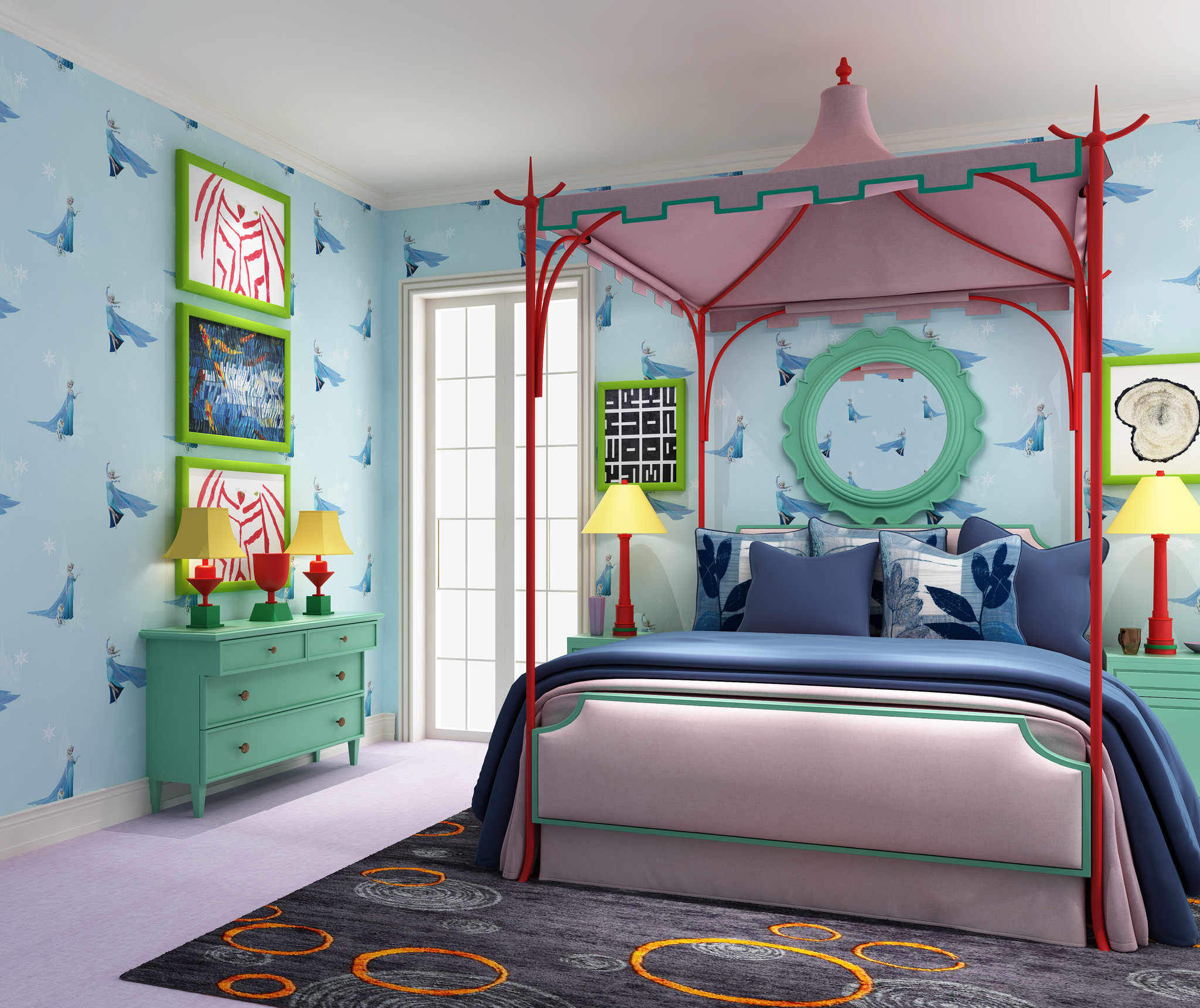 papier peint se figeant,chambre,chambre,meubles,vert,design d'intérieur
