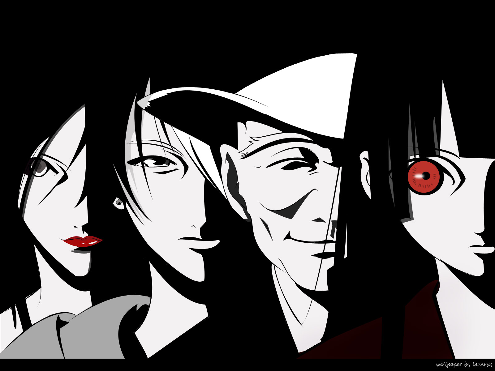 jigoku shoujo fondo de pantalla,dibujos animados,personaje de ficción,ilustración,en blanco y negro,diseño gráfico
