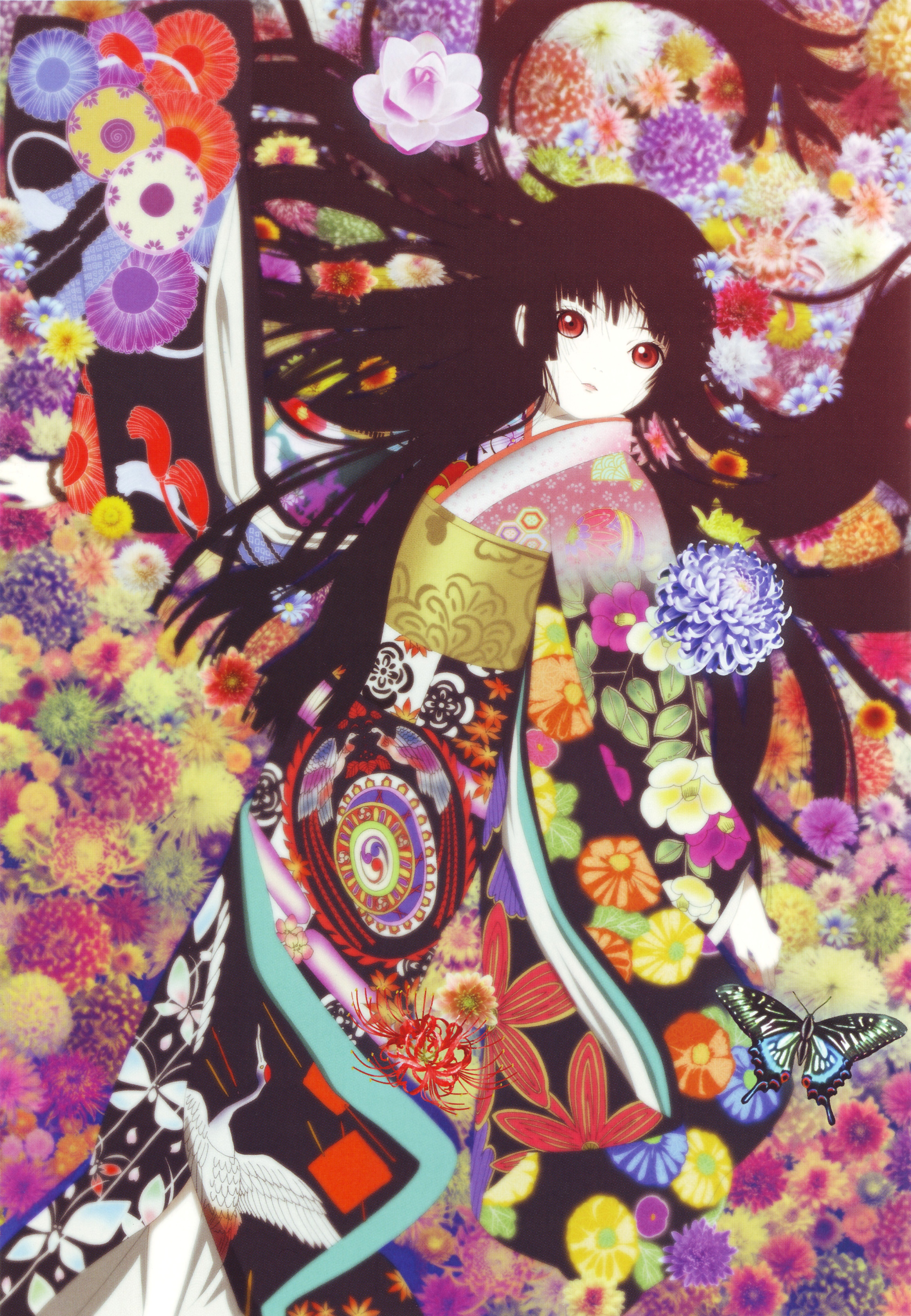 jigoku shoujo fondo de pantalla,ilustración,púrpura,textil,arte,modelo
