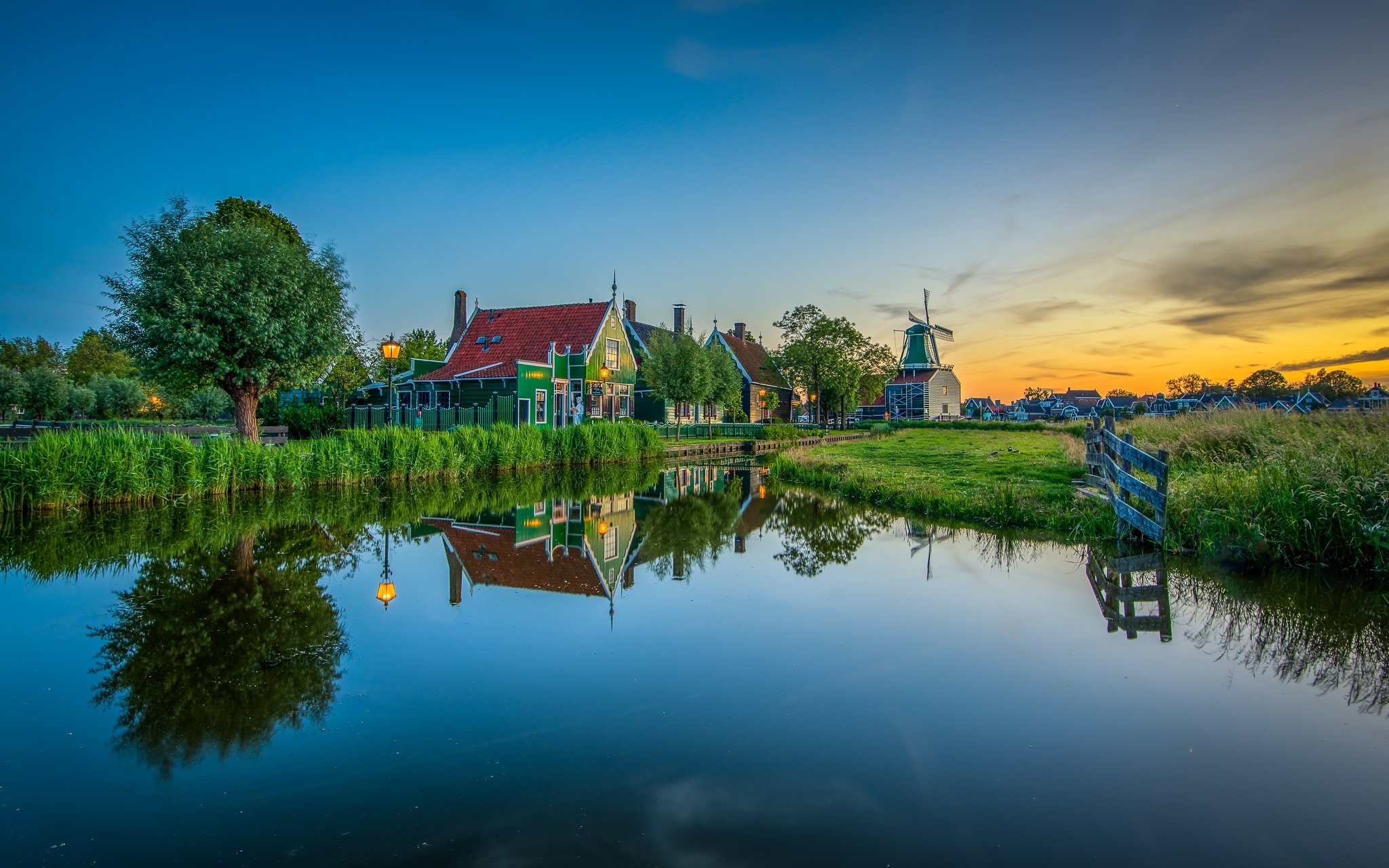 Netherlands Houses Evening Zaanse Schans Nature F Wallpaper - Fond D ...