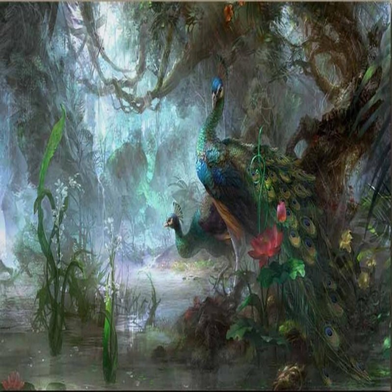 fondo de pantalla de pintura 3d,naturaleza,paisaje natural,selva,pintura,bosque